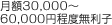 月額30,000～60,000円程度無利子