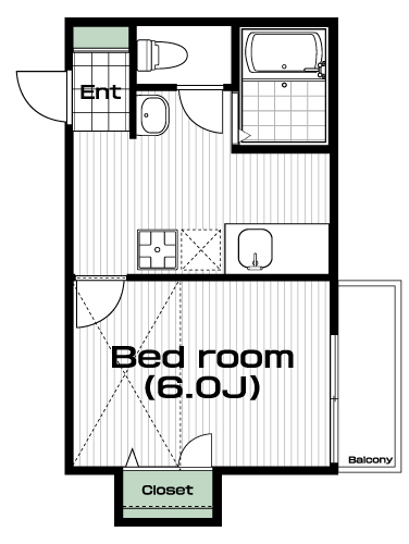国立駅の賃貸 58,000円 間取り図