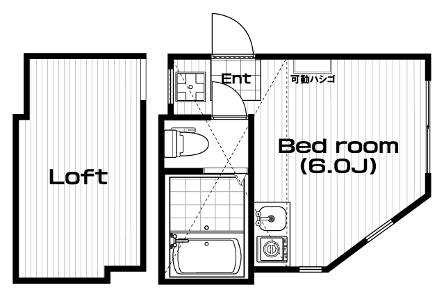 和田町駅の賃貸 52,000円 間取り図