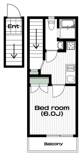 一橋学園駅の賃貸 60,000円 間取り図