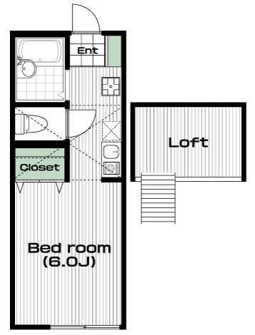 和田町駅の賃貸 44,000円 間取り図