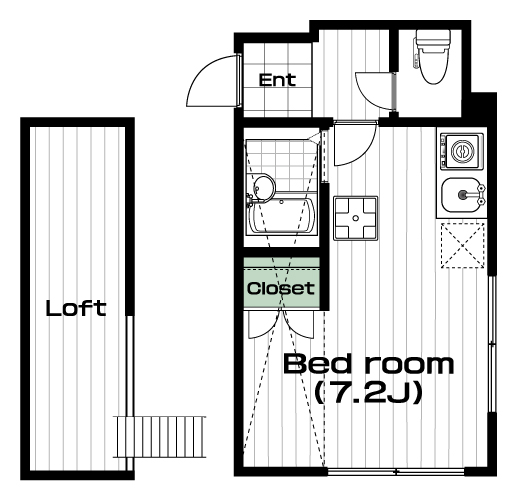 自由が丘駅の賃貸 69,000円 間取り図
