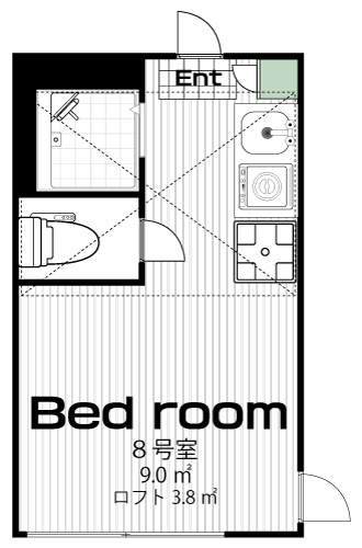祐天寺駅の賃貸 79,500円 間取り図
