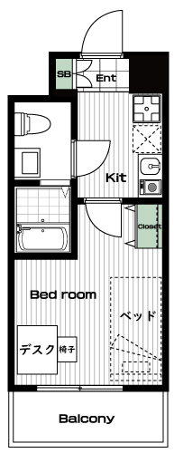 町田駅の賃貸 73,500円 間取り図