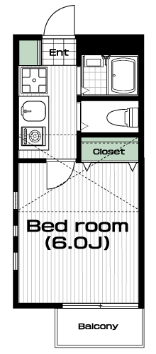 花小金井駅の賃貸 51,000円 間取り図