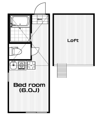 三ツ沢上町駅の賃貸 52,000円 間取り図
