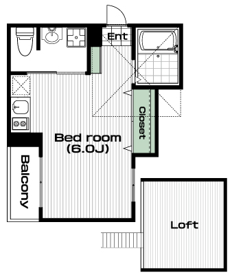 桜木町駅の賃貸 65,000円 間取り図