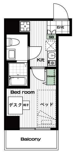 町田駅の賃貸 78,000円 間取り図
