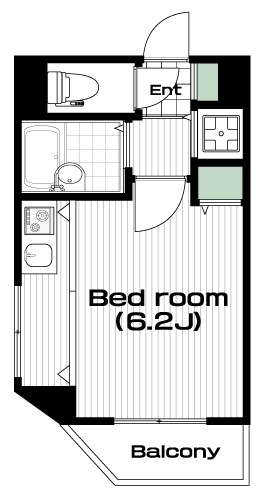 牛込柳町駅の賃貸 90,000円 間取り図