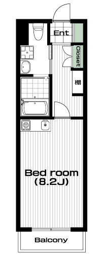 日吉駅の賃貸 80,000円 間取り図