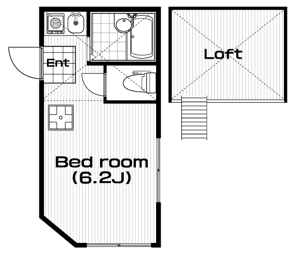 三ツ沢下町駅の賃貸 51,000円 間取り図