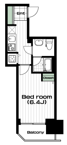 黄金町駅の賃貸 74,000円 間取り図