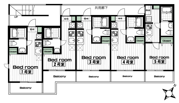 登戸駅の賃貸 65,000円 間取り図