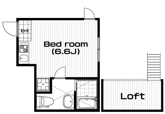 和田町駅の賃貸 64,000円 間取り図