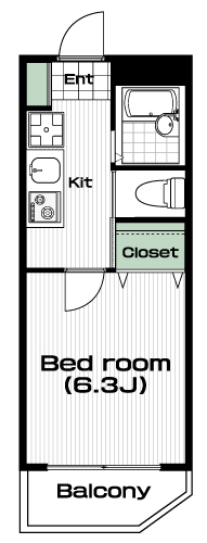 三ツ沢上町駅の賃貸 64,000円 間取り図