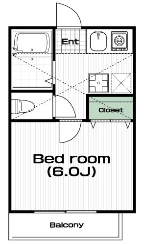 東大和市駅の賃貸 58,000円 間取り図