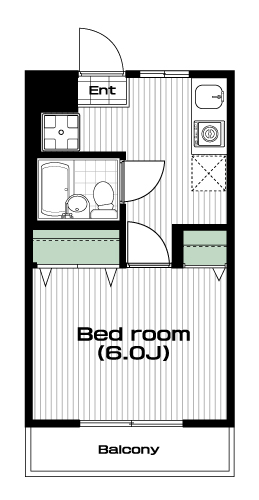 本蓮沼駅の賃貸 60,000円 間取り図