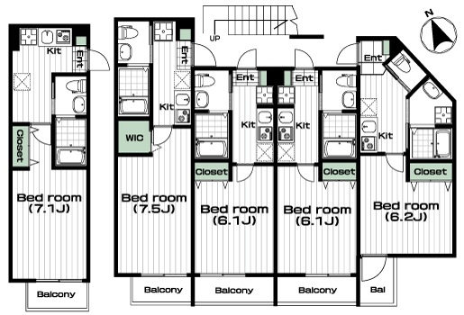 三ツ沢下町駅の賃貸 64,000円 間取り図