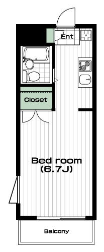 駒沢大学駅の賃貸 68,000円 間取り図
