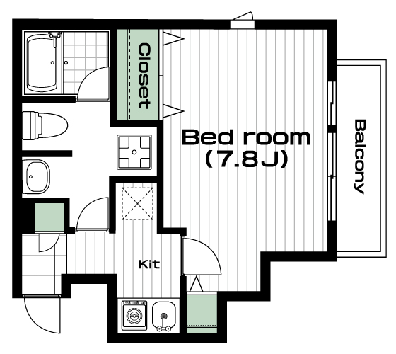 成城学園前駅の賃貸 80,000円 間取り図